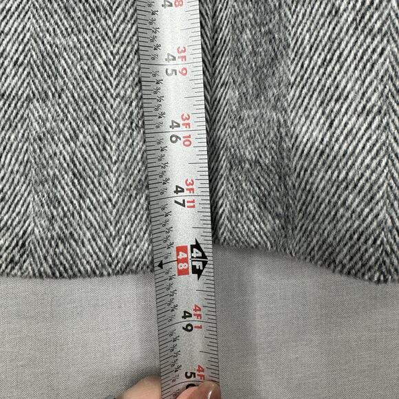 Old Navy Twill Double Breasted Coat Womens 2X Gray Long Slouchy Old Money Jacket - Picture 11 of 15